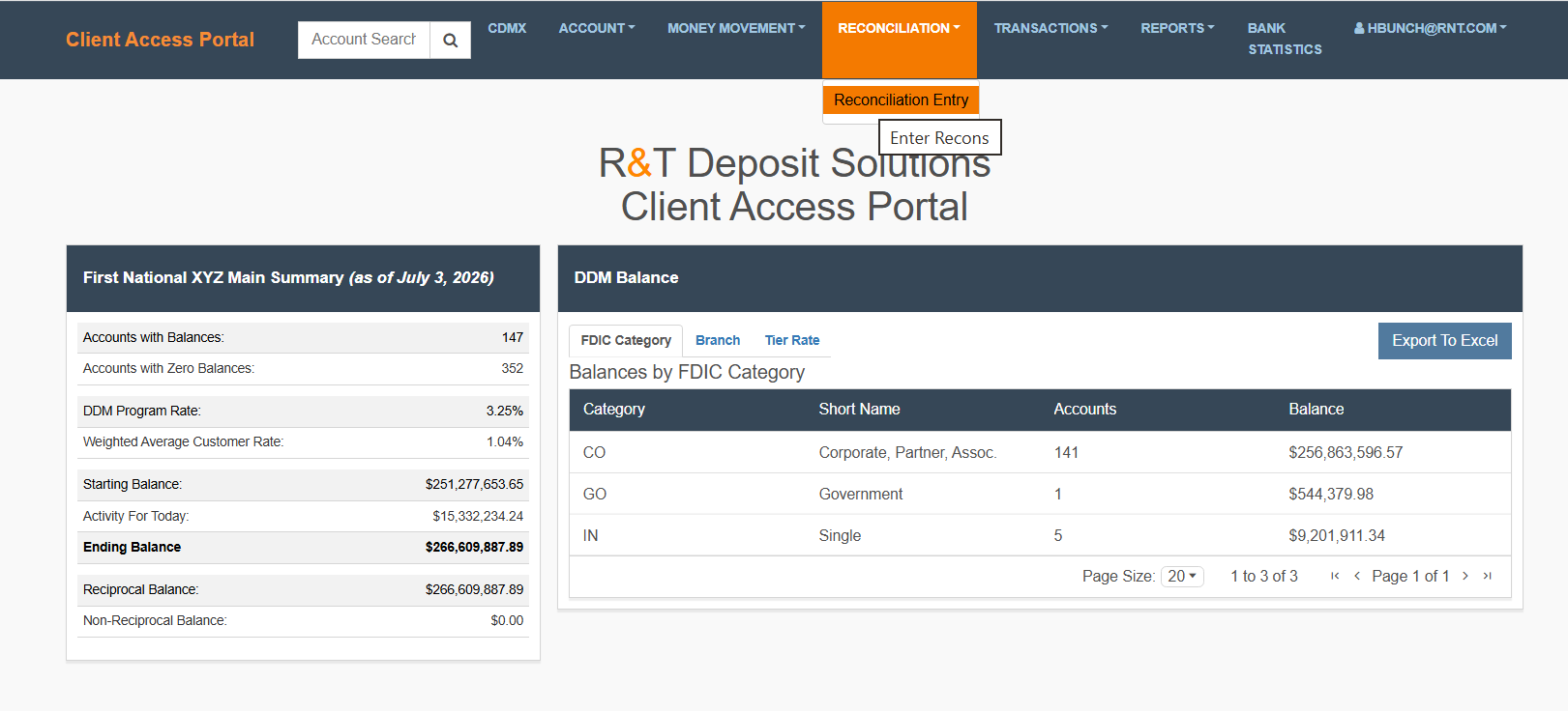 Select Reconciliation Entry