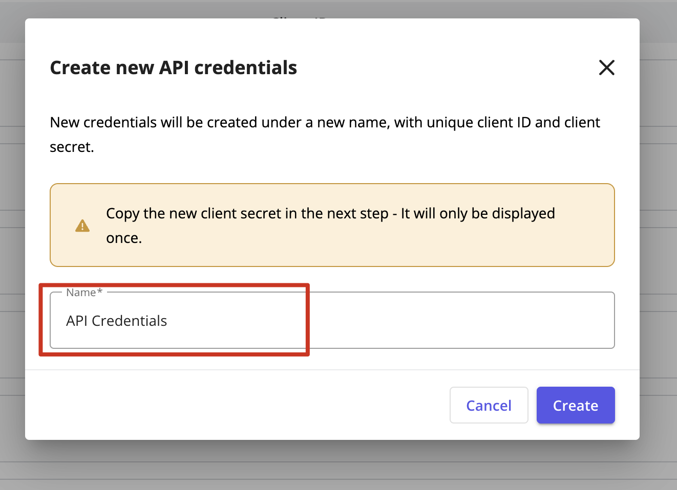 You can set any name for your API Credentials