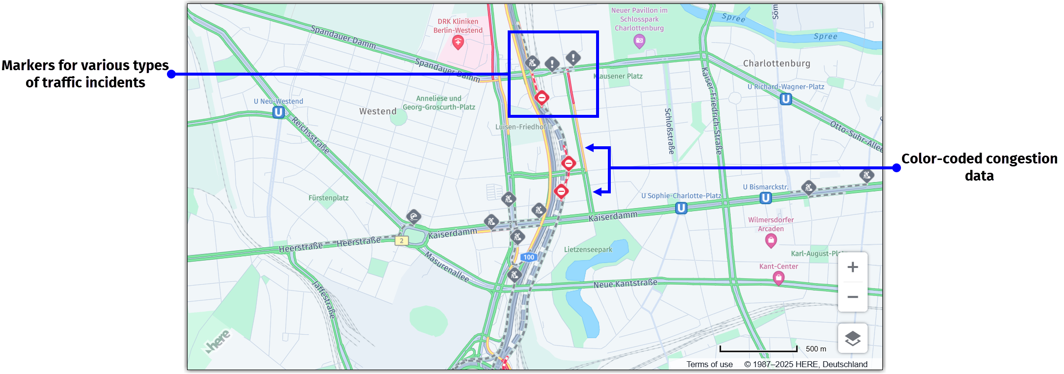 Map showing traffic flow data