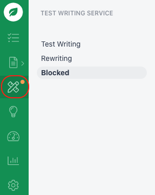 Test Writing Service icon indicating a blocked request.