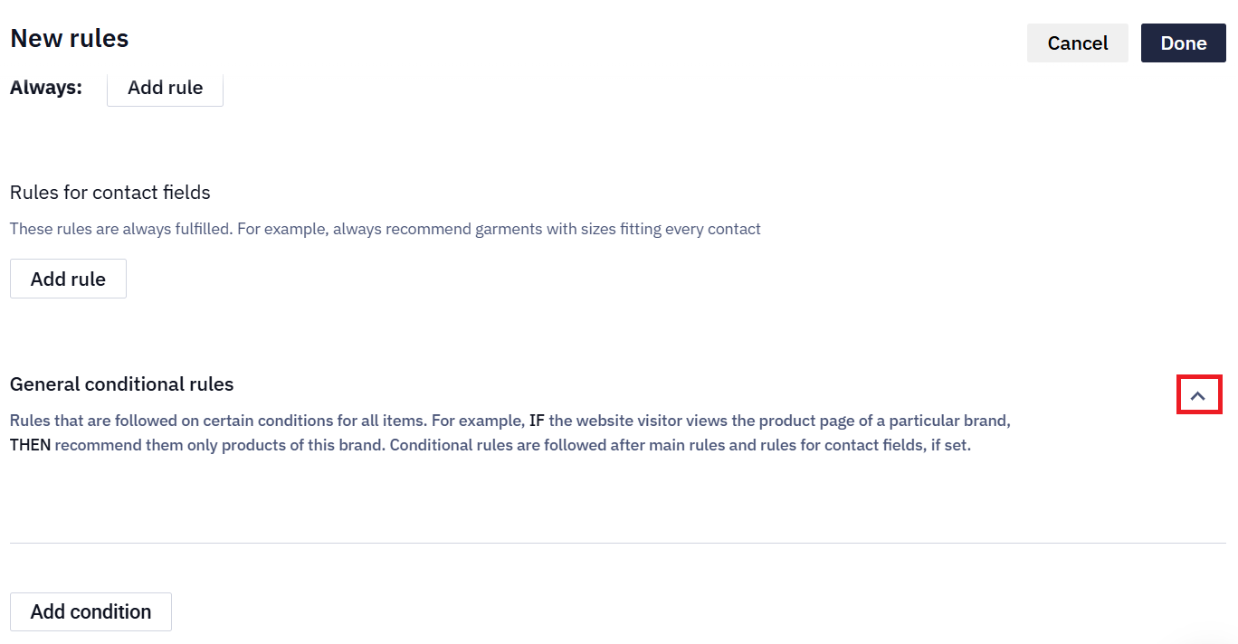 Add condition button for general conditional rules
