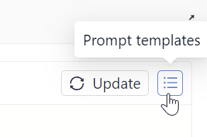 The prompt templates button visible next to the Update button in prompt editor.