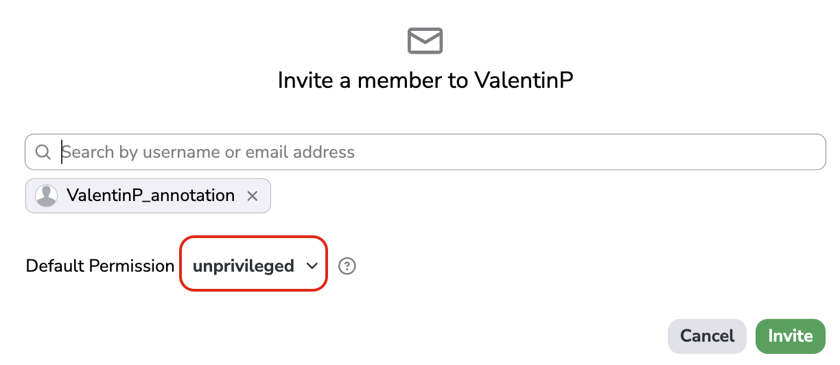 Invite an Unprivileged member