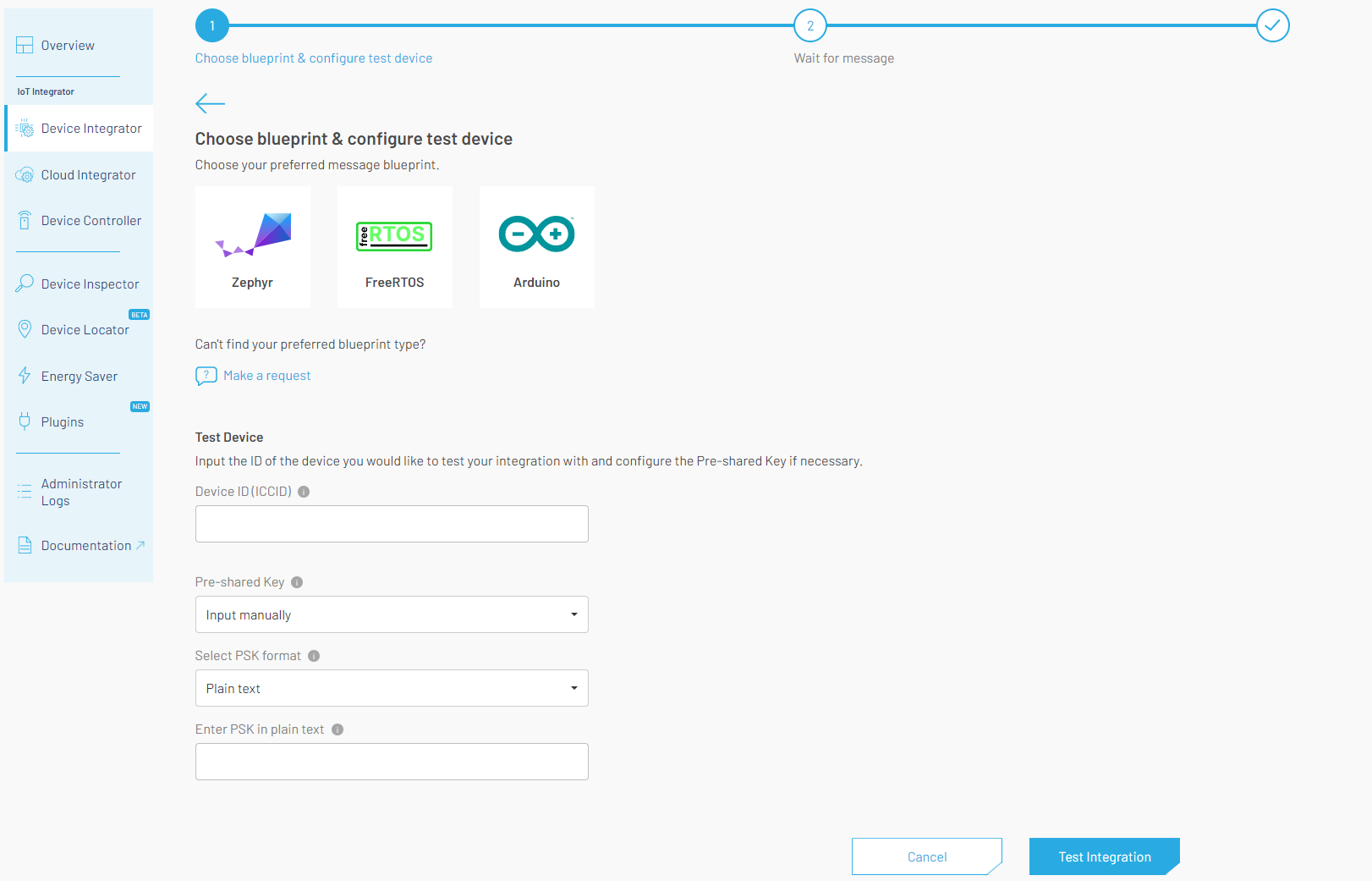 Test Integration Form for CoAP