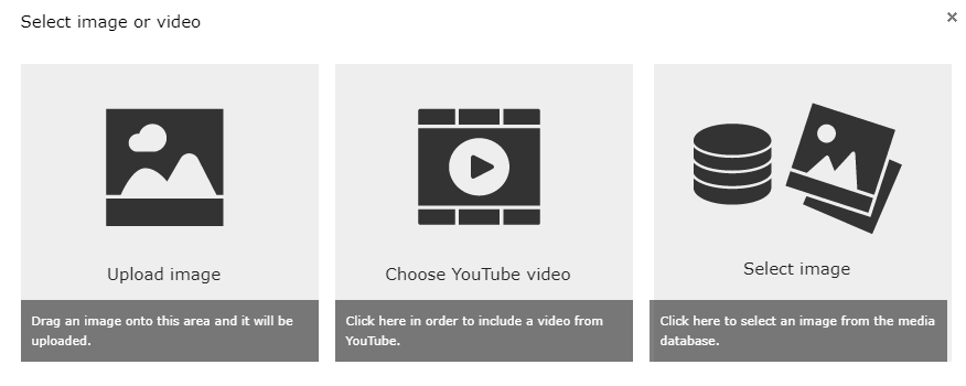 select-image-video Insert images oder videos