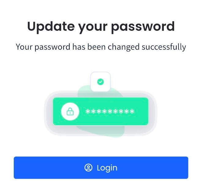 Screenshot of the notification Your password has been changes successfully