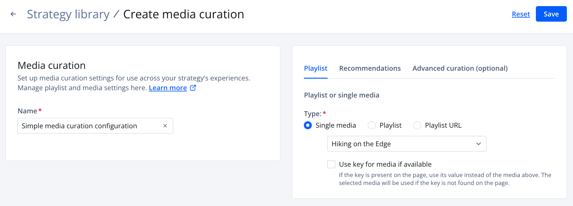 Create media curation page