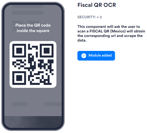 Image of Fiscal QR OCR module configuration in Flows. Has no configurable options.