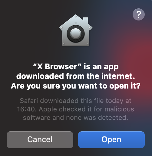 Open prompt on macOS