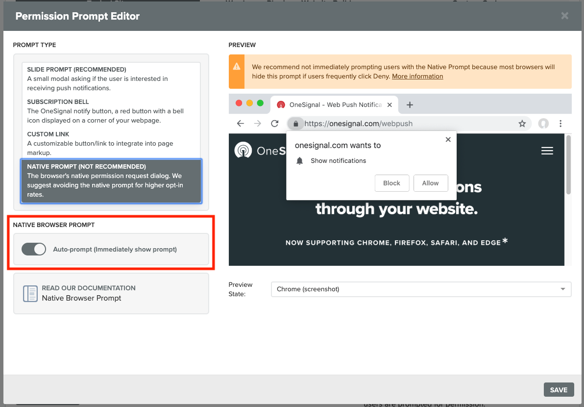 Native Browser Prompt