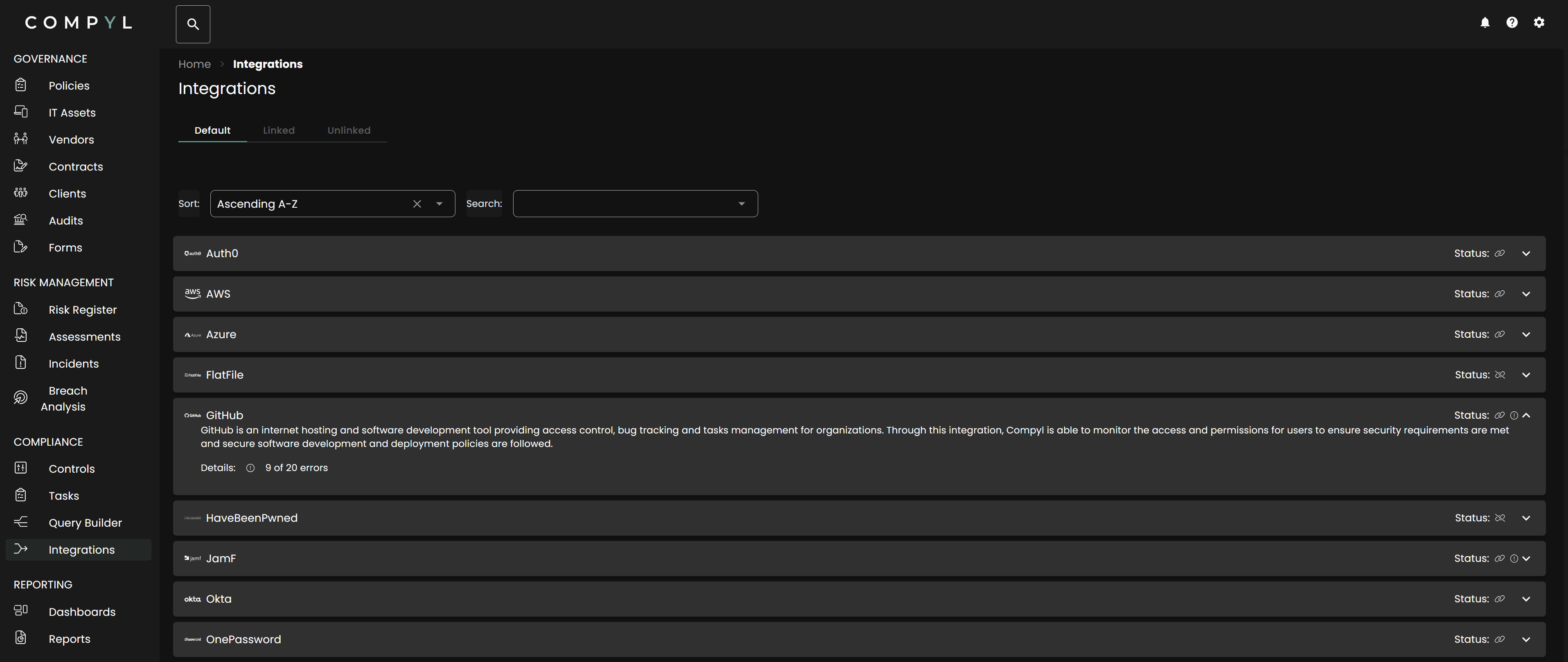 Now you can search and sort for the desired integration.