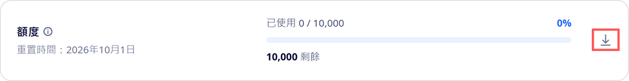 Download icon on the right side of a quota's usage bar.