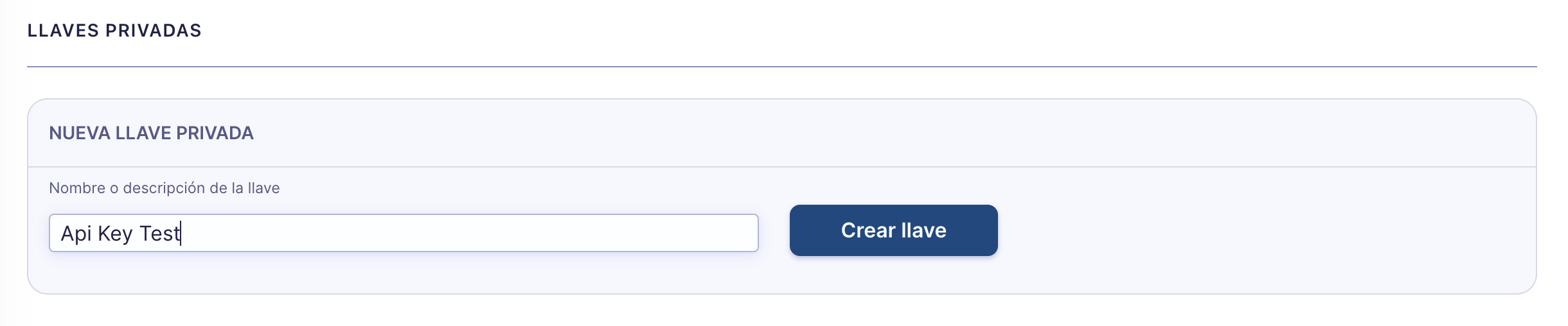 Define un alias para tu nueva llave privada. Esto puede ayudarte a recordar su uso en un futuro