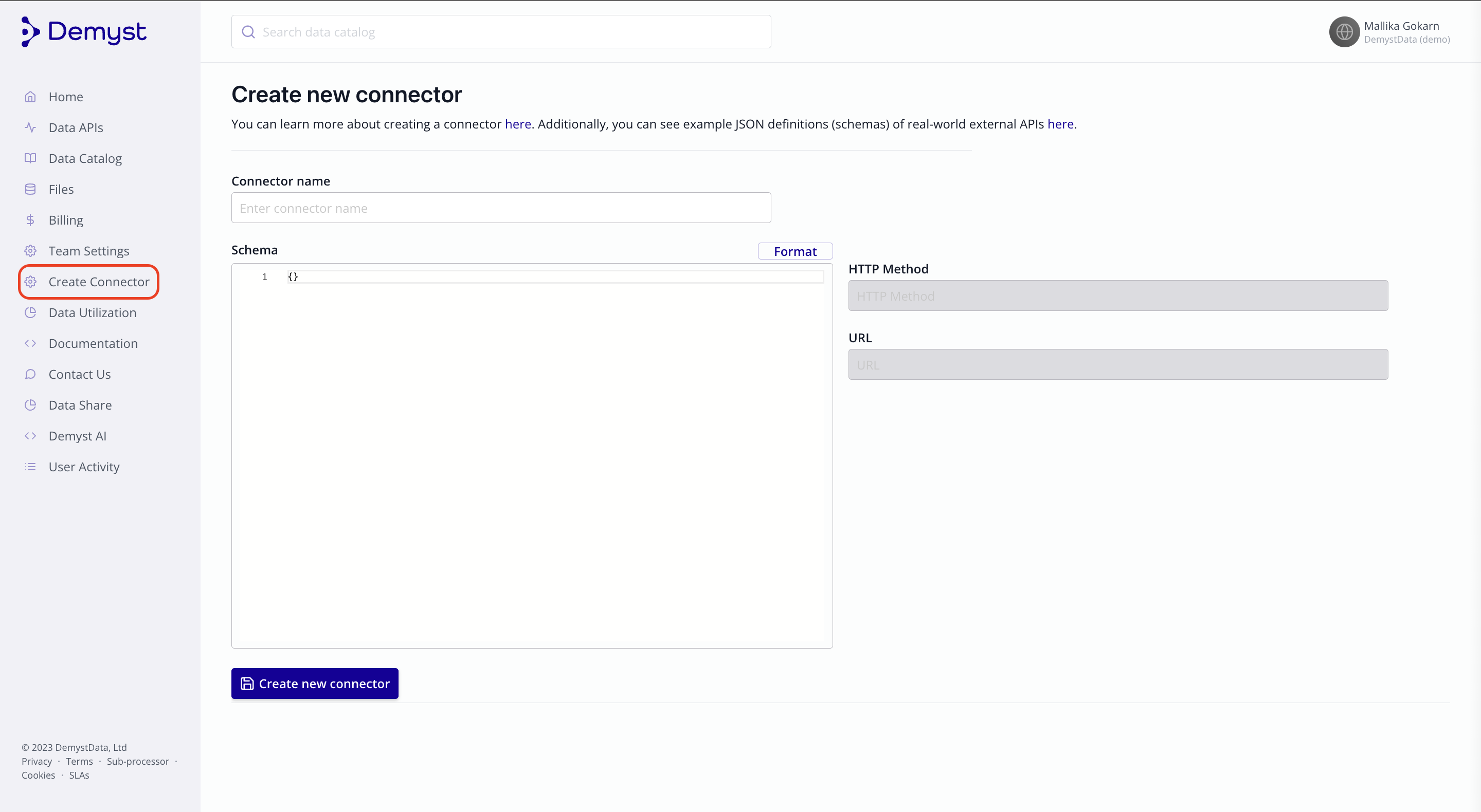 Create Connector Page