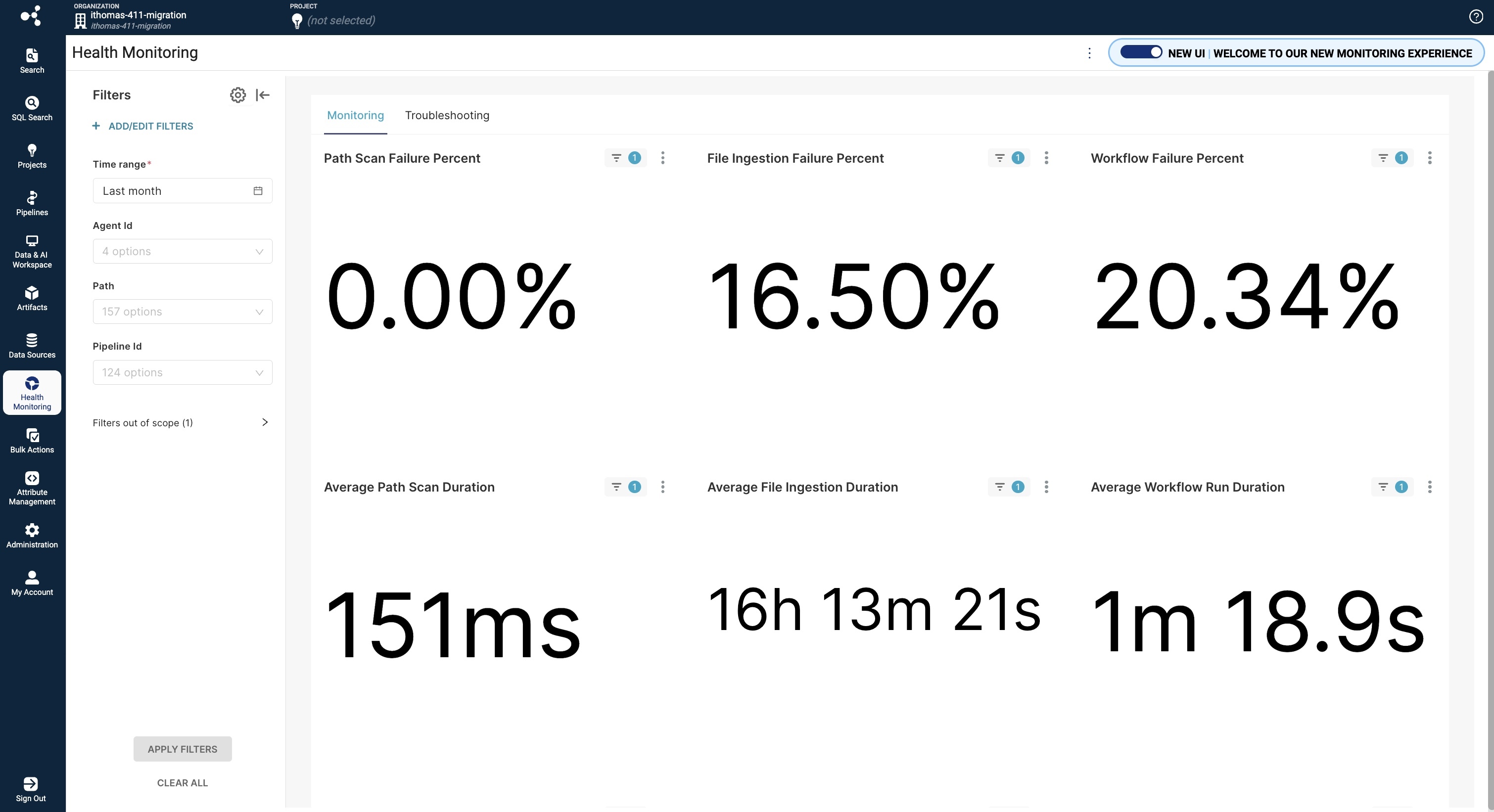 Monitoring tab