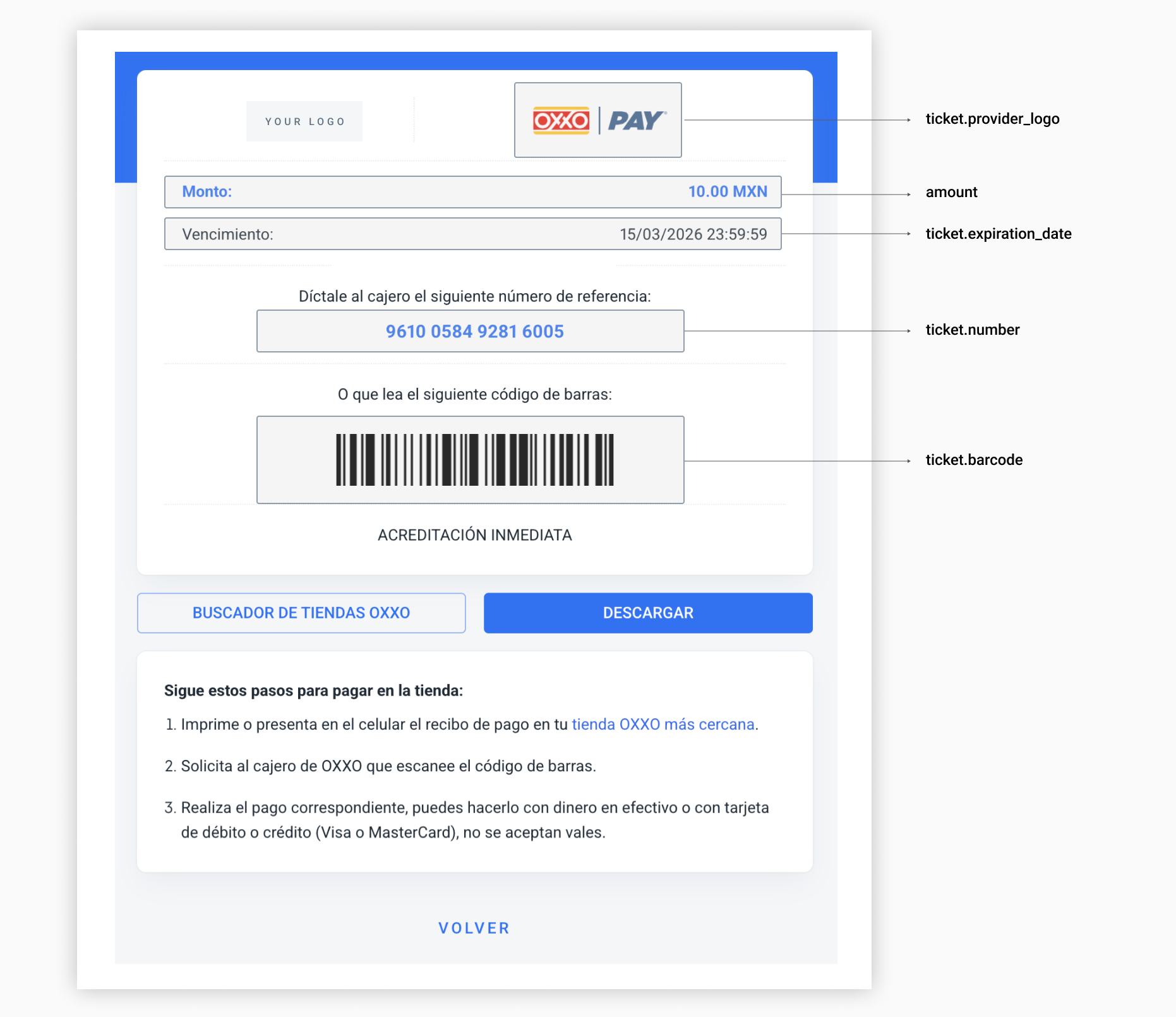 OXXO UI built with the information in the example above.