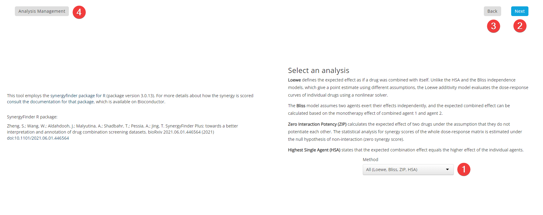 Synergy Step 6: Analysis Parameters