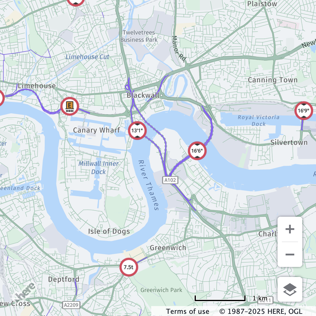 All the active vehicle restrictions are displayed, while the inactive ones are hidden.