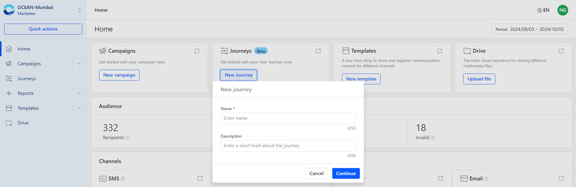 Create new journey form