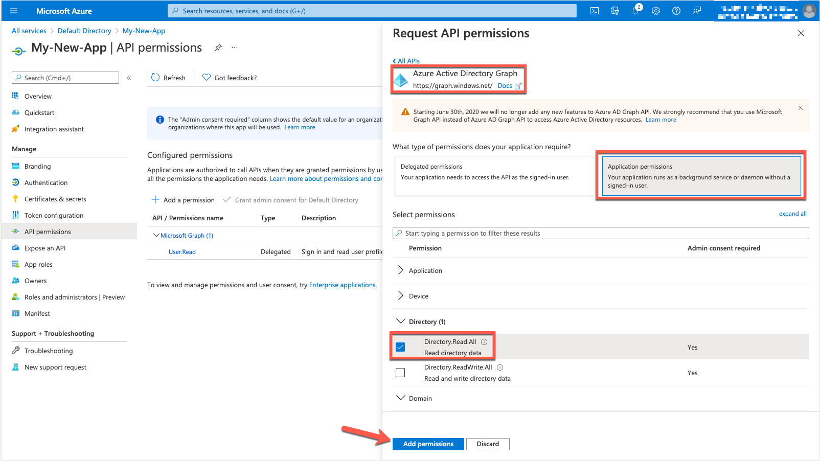 app-permissions.png Azure Portal - Updating API Permissions