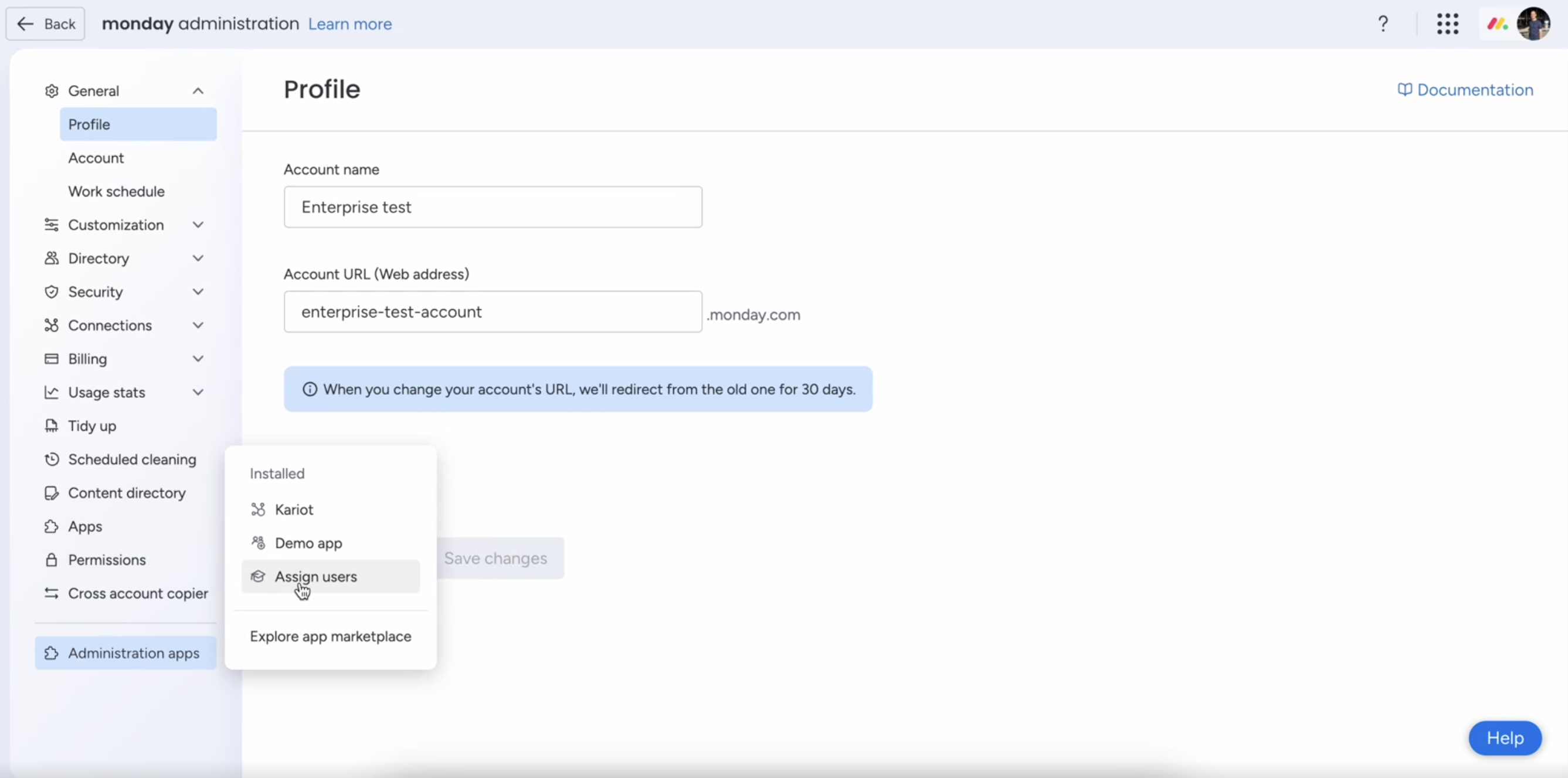 Administration View apps in the Admin section