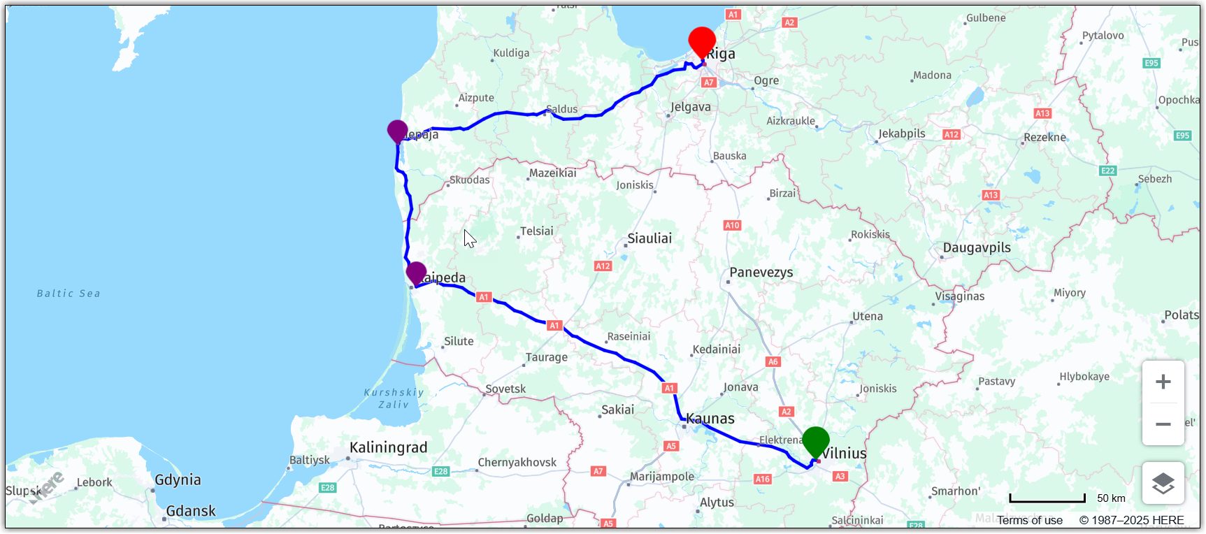 Route with customized markers