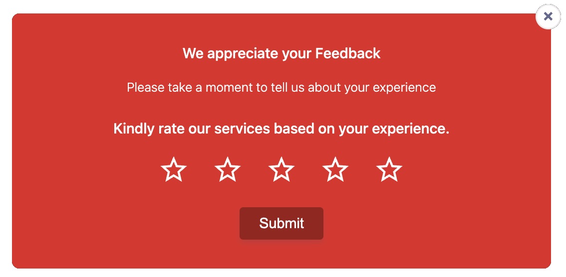 User Star Rating Popup