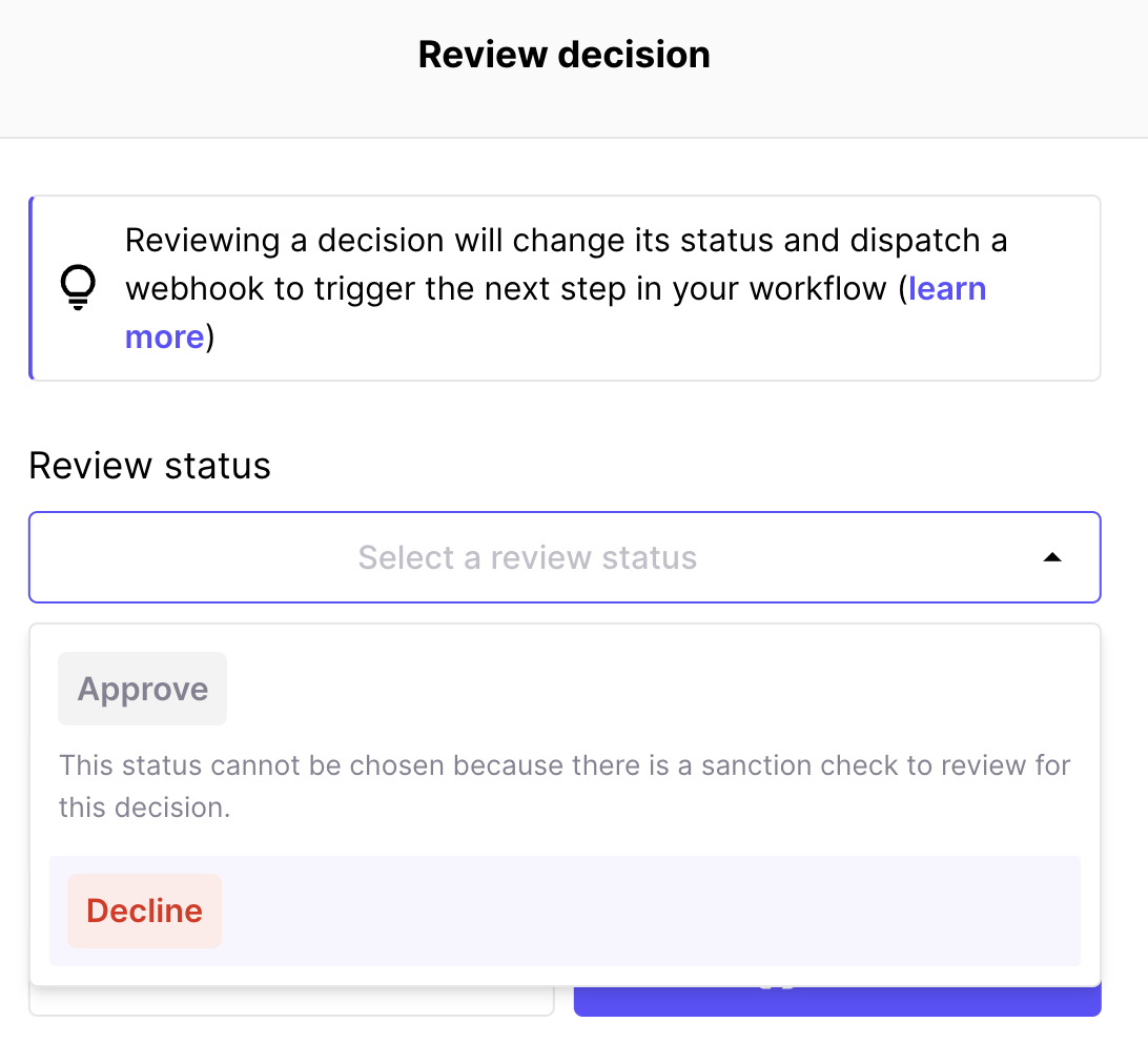 restrictions on decision review status