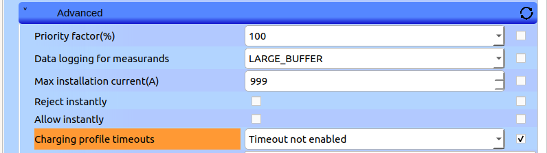 Charging profile timeout options