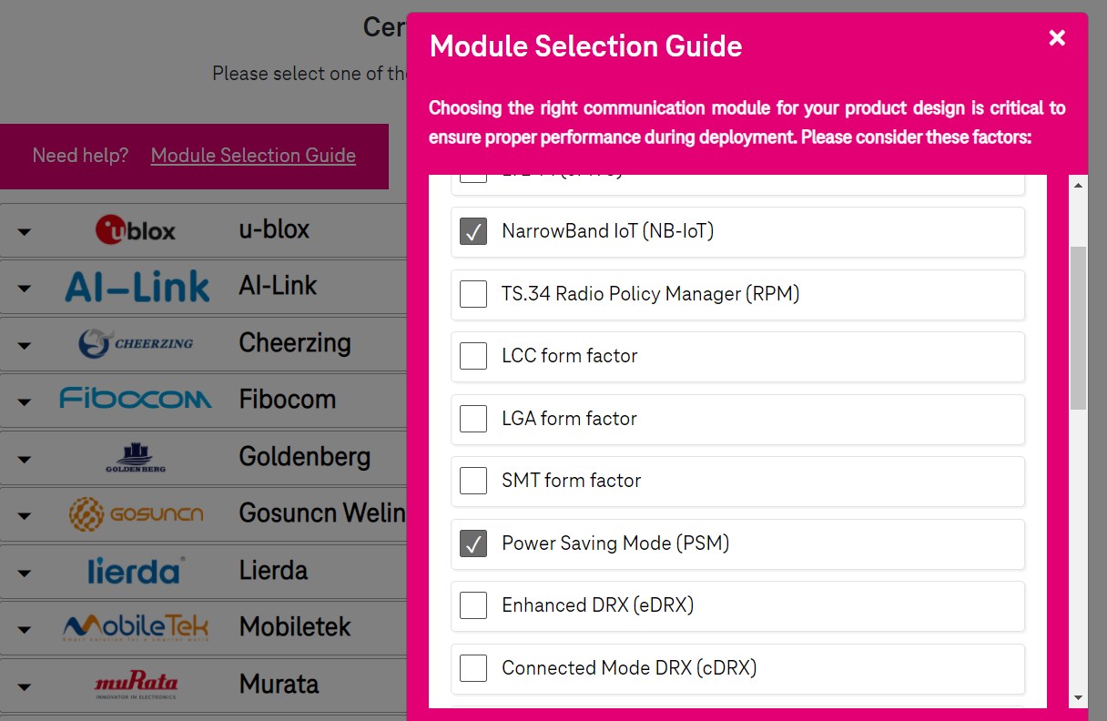 Modul catalog and selection guide