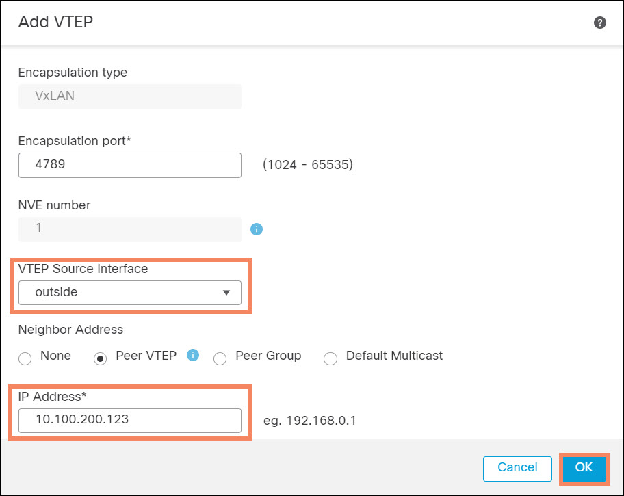 **Figure 8.** Configure VTEP