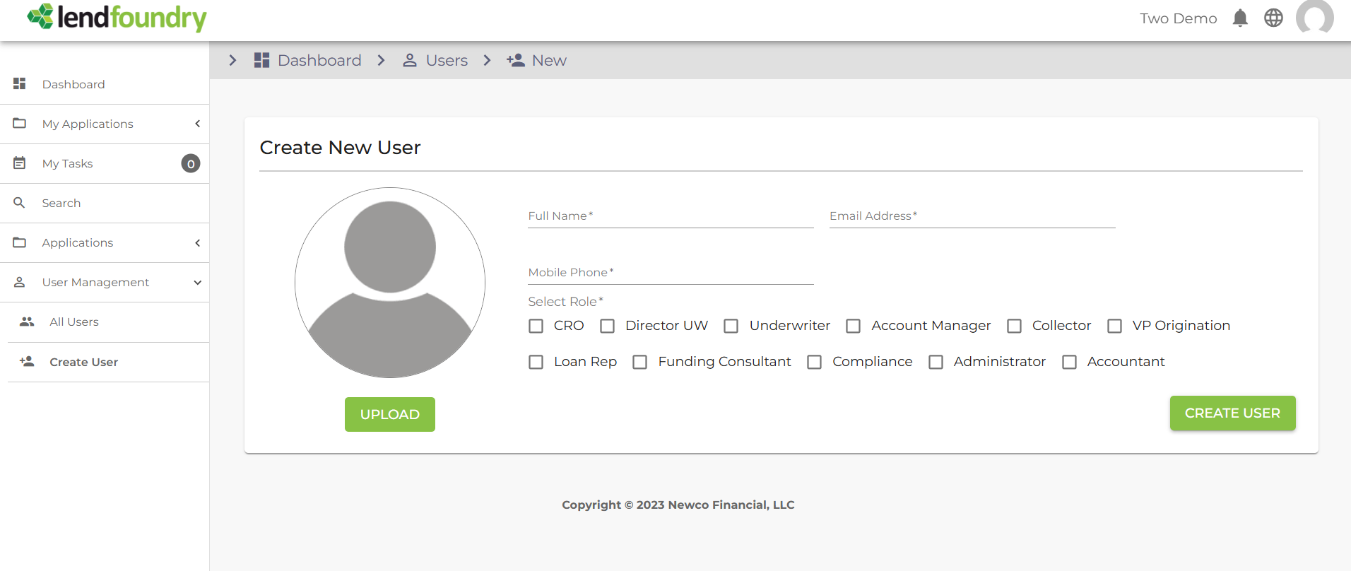 User Management Interface