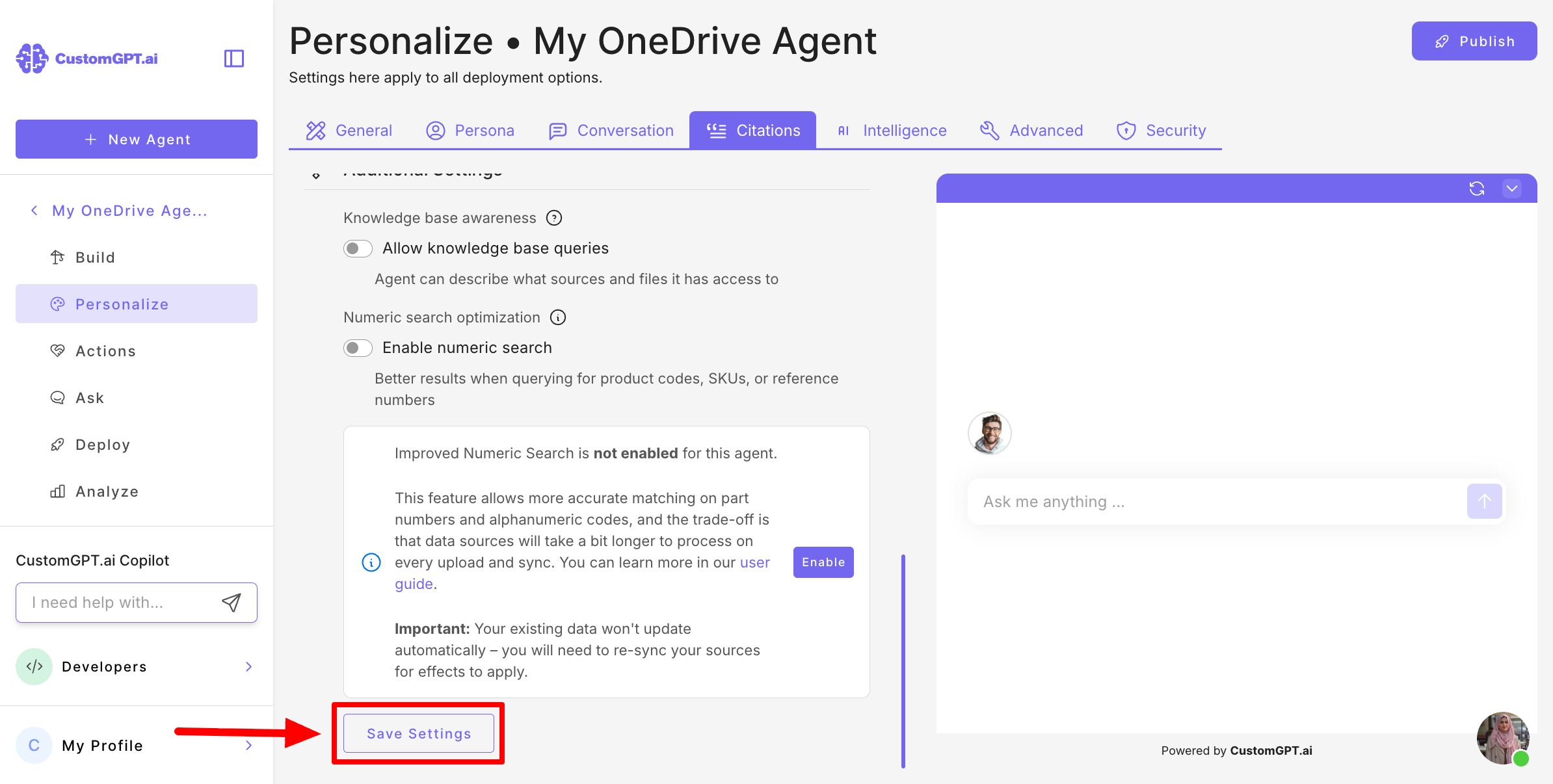 Step 6 - Save settings