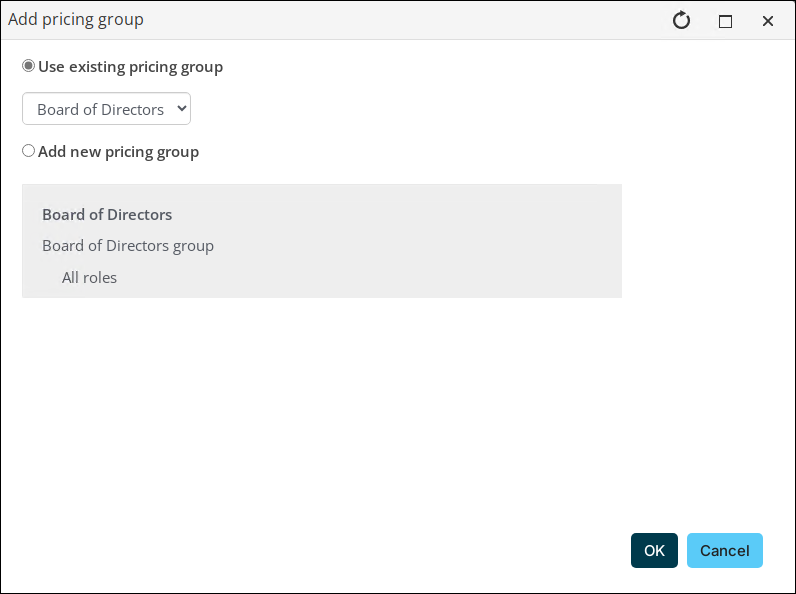 Choose an existing pricing group
