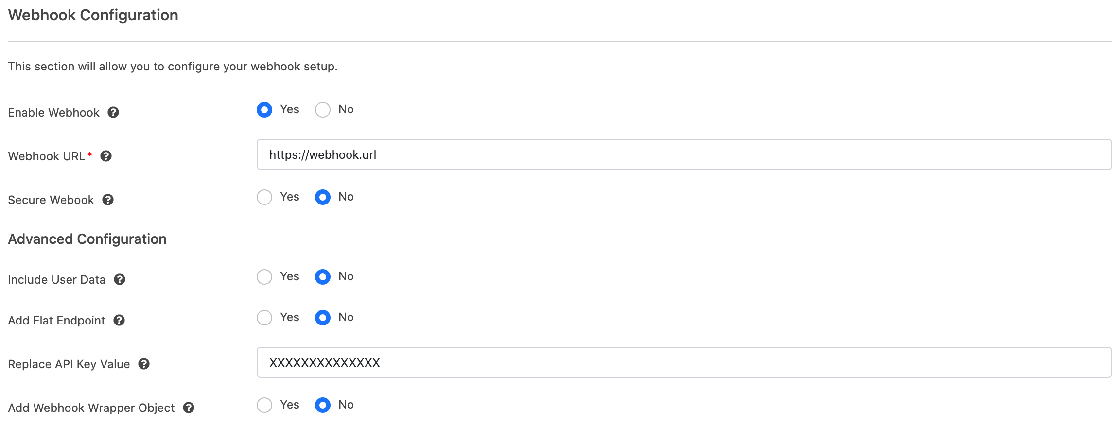 Webhook Configuration Webhook Configuration