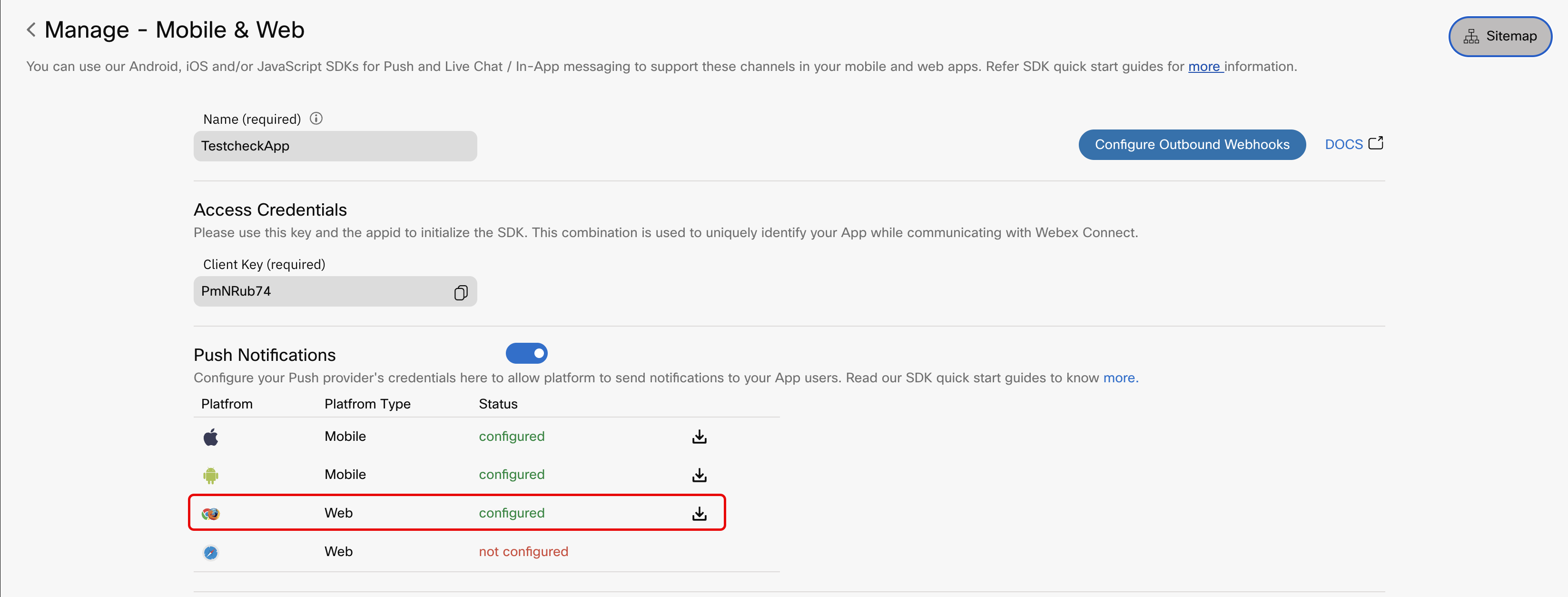 Screenshot of Downloaded SDK files from Push Notification