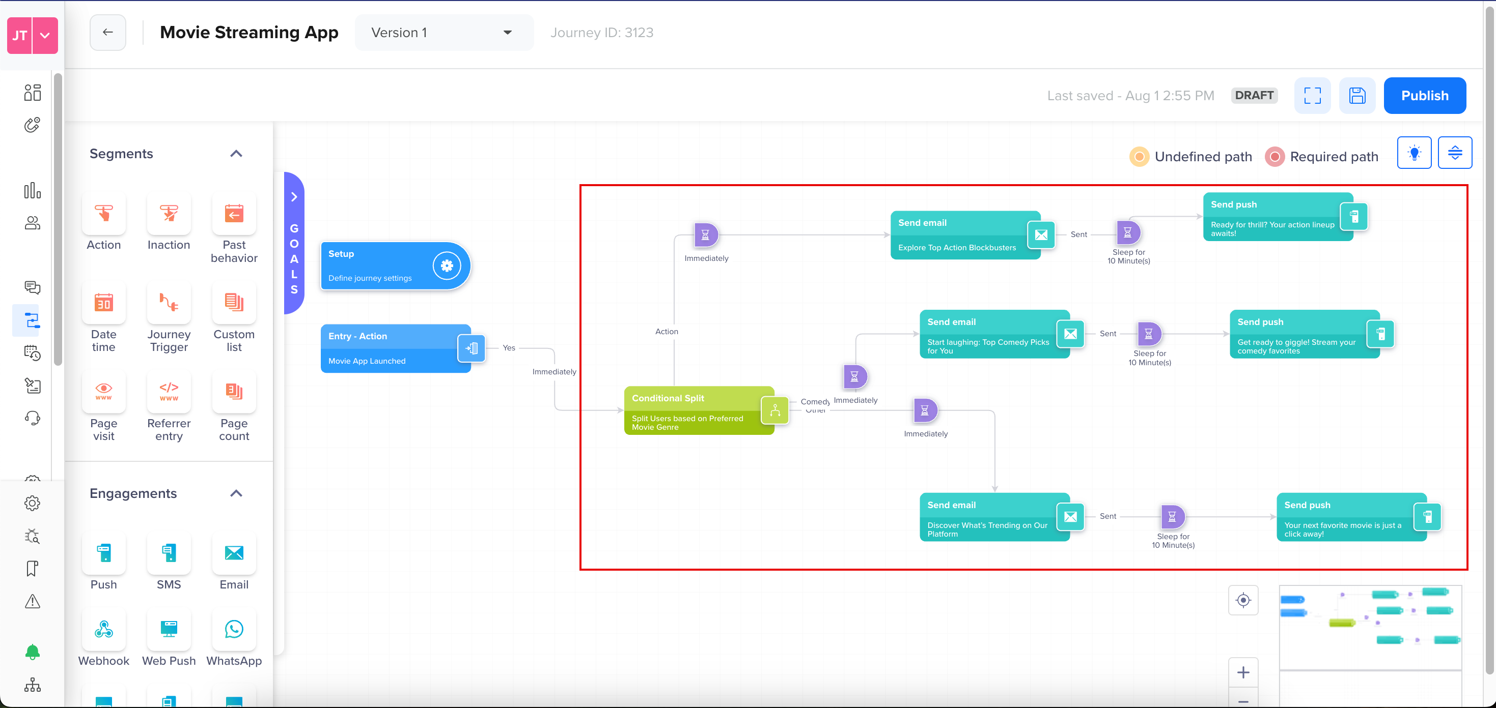Create Conditional Split Journey for Movie Streaming App