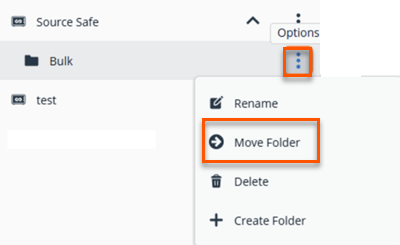 Folder options menu with “Move Folder” highlighted among actions like Rename, Delete, and Create Folder.