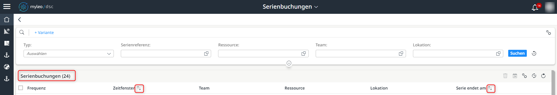 Änderungen innerhalb der Serienbuchungen App