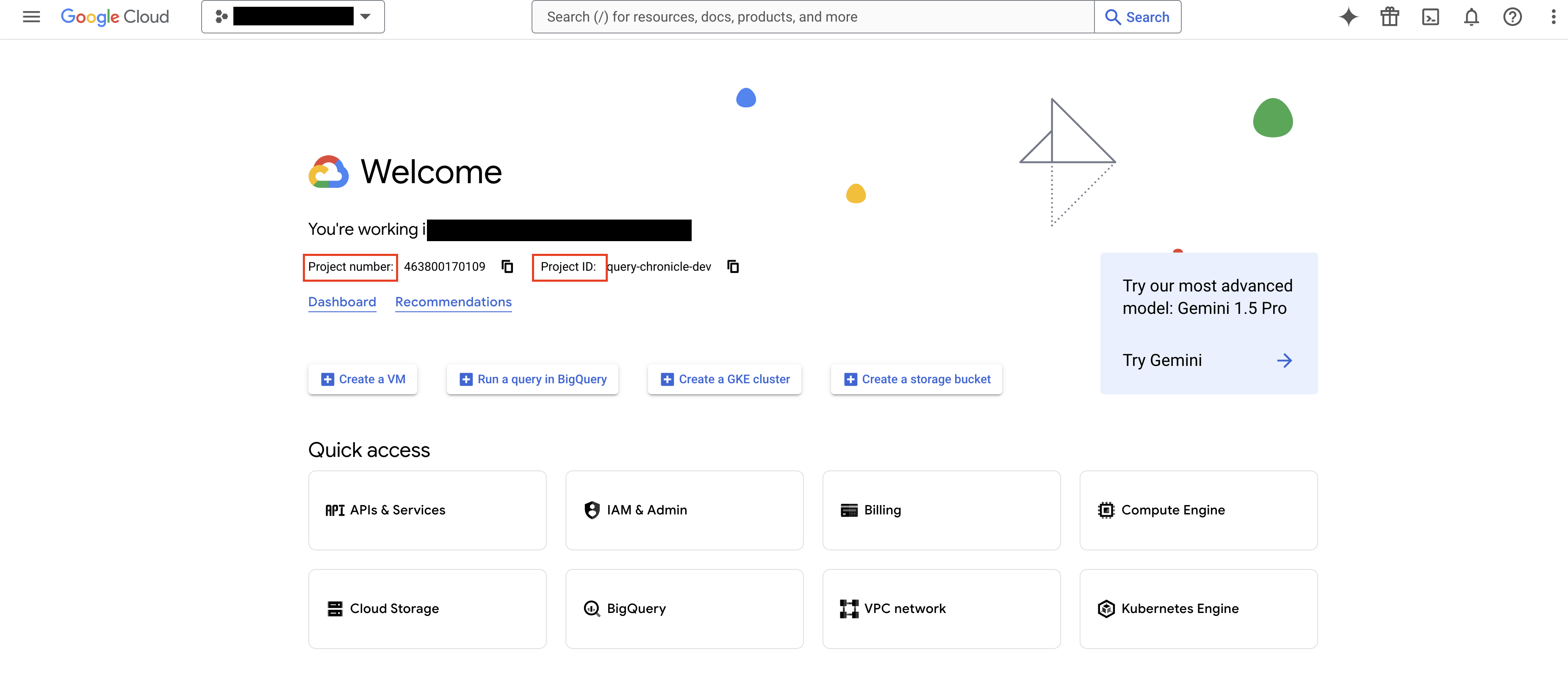 FIG. 1 - Retrieving the GCP Project number or Project ID