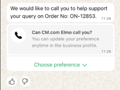 Example of call permission request template