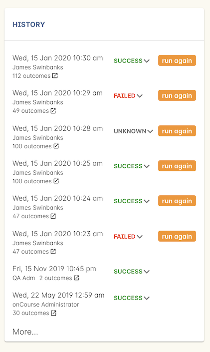 Figure 473. The funding upload window showing the history of AVETMISS exports run