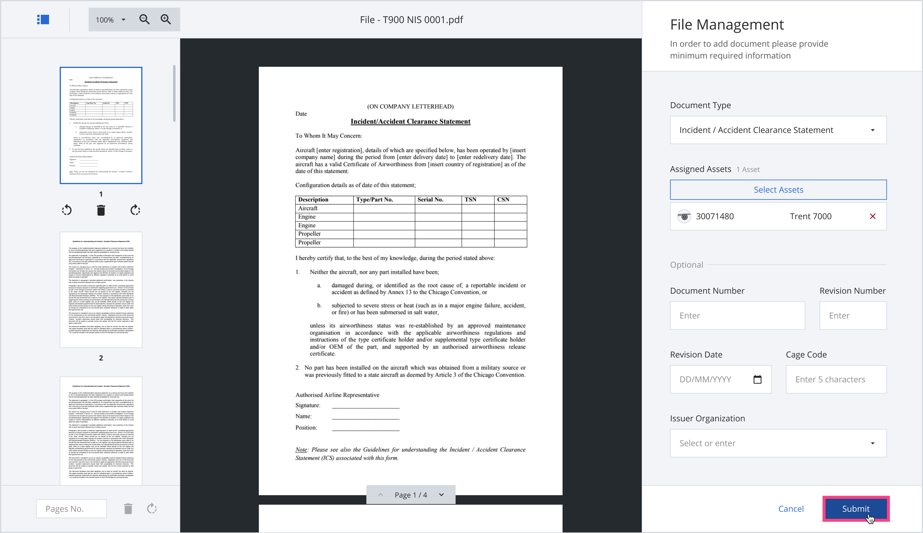 Submit document