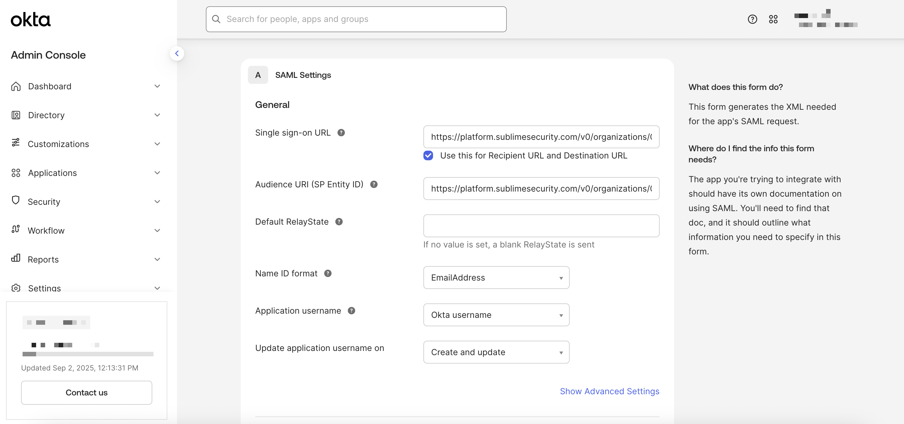 Example completed configuration