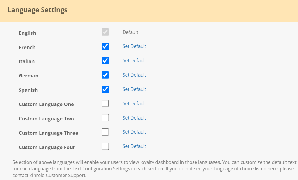 language settings