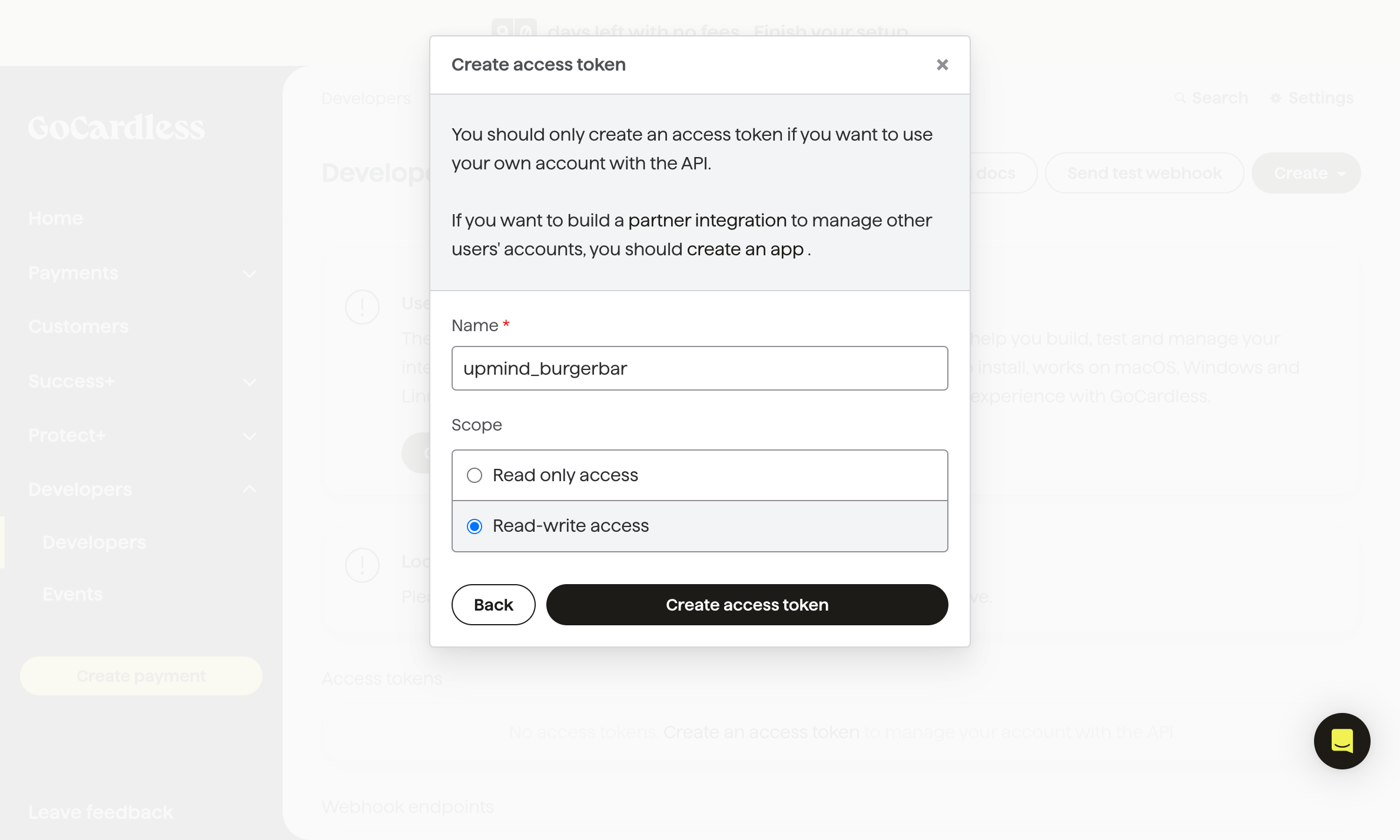 Name your access token and select the appropriate scope based on your needs