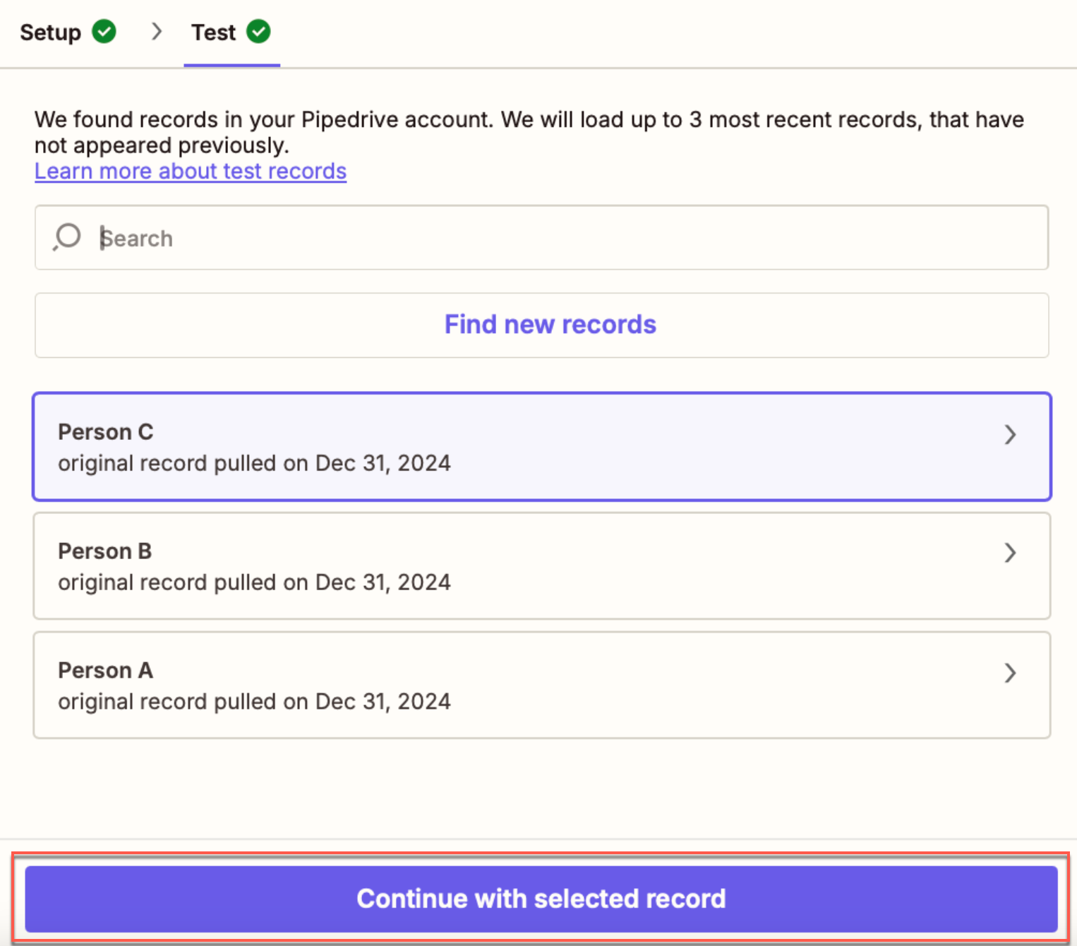 Selected Record