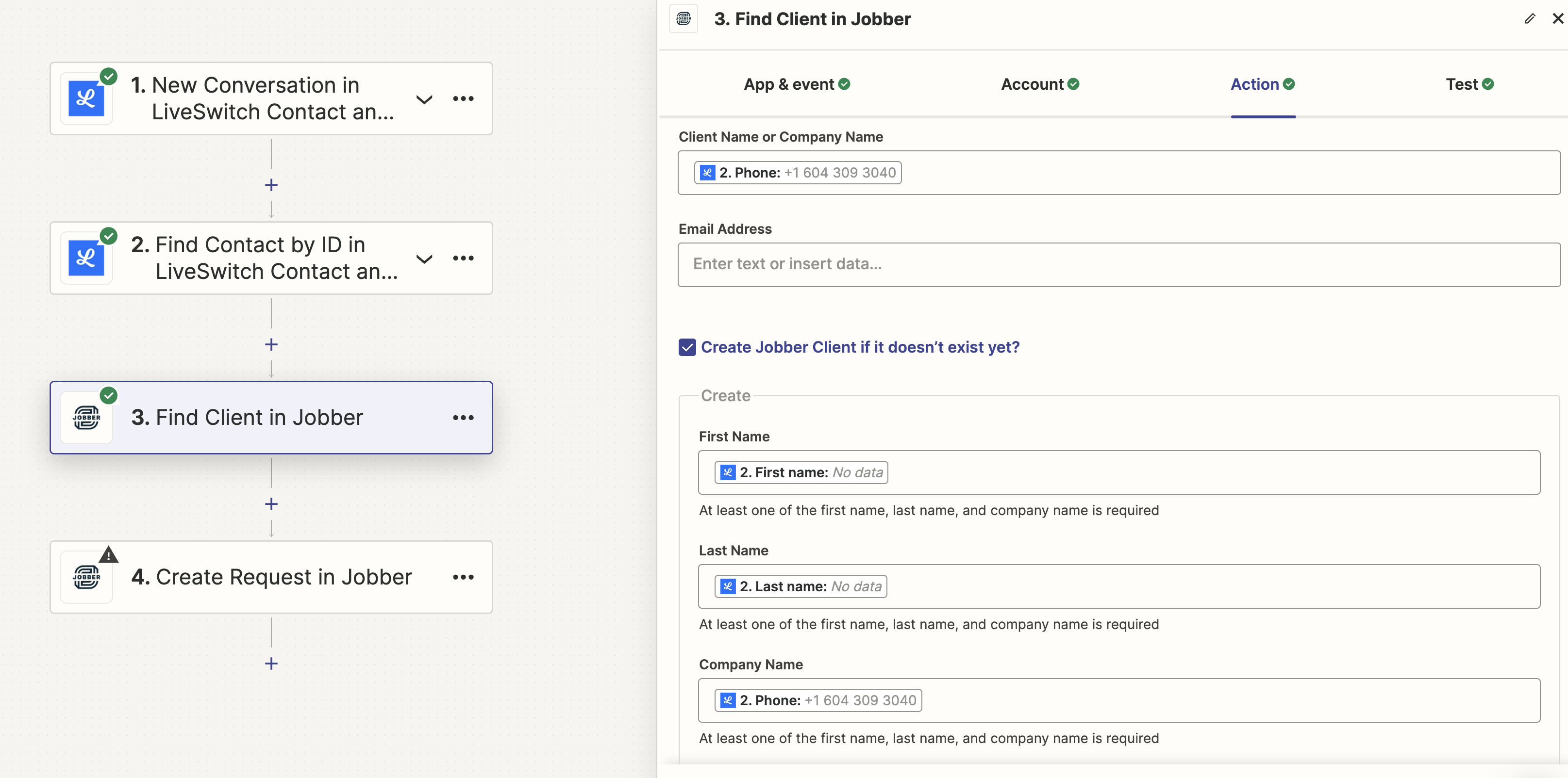 Step 3: Look up the client record in Jobber