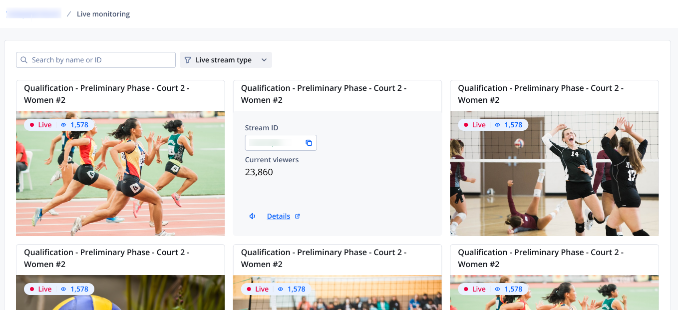 Live monitoring page