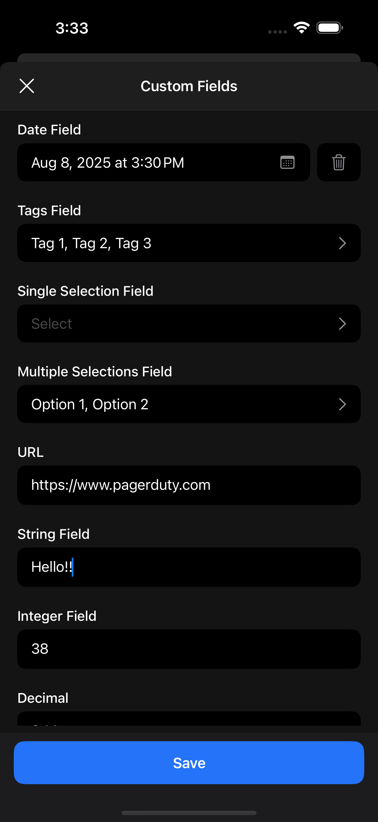 Edit Custom Field values in the mobile app